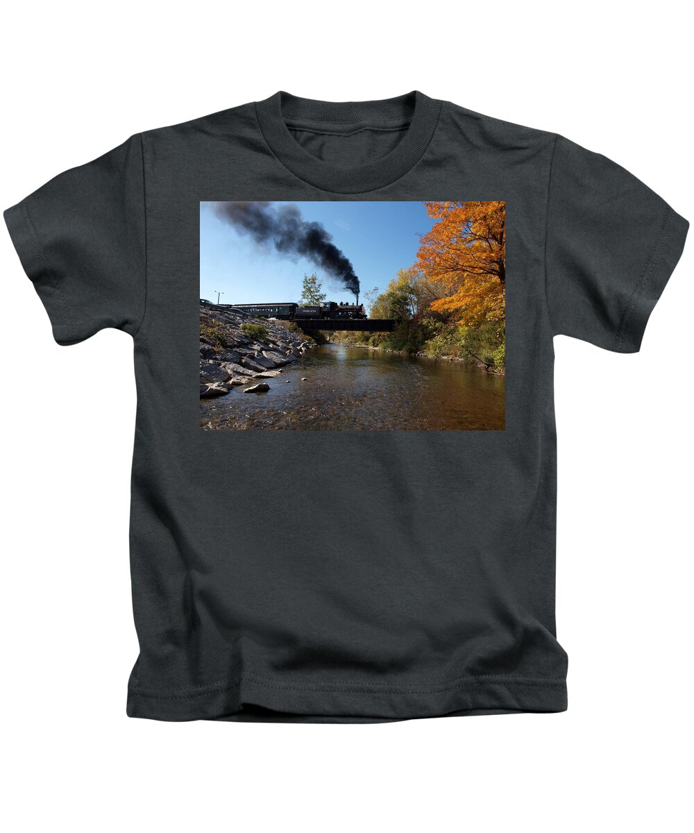 Steam Locomotive Kids T-Shirt featuring the photograph Autumn Steam by Joshua House