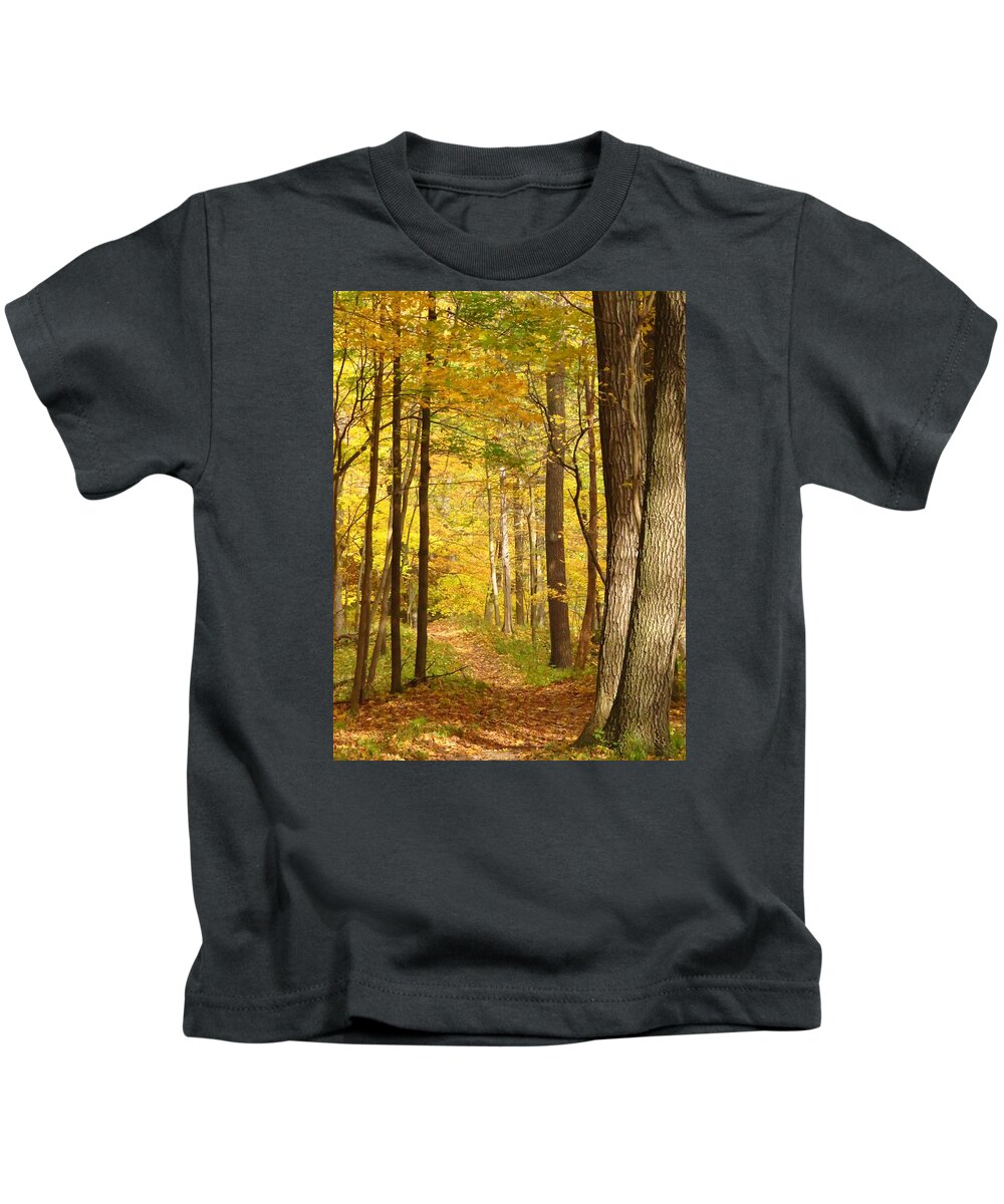 Trees Kids T-Shirt featuring the photograph Autumn Walk in the Park by Lori Frisch