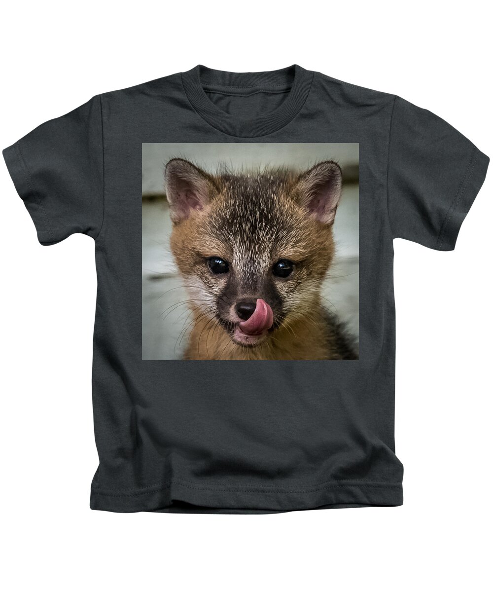 Fox Kids T-Shirt featuring the photograph Baby Fox by Paul Freidlund