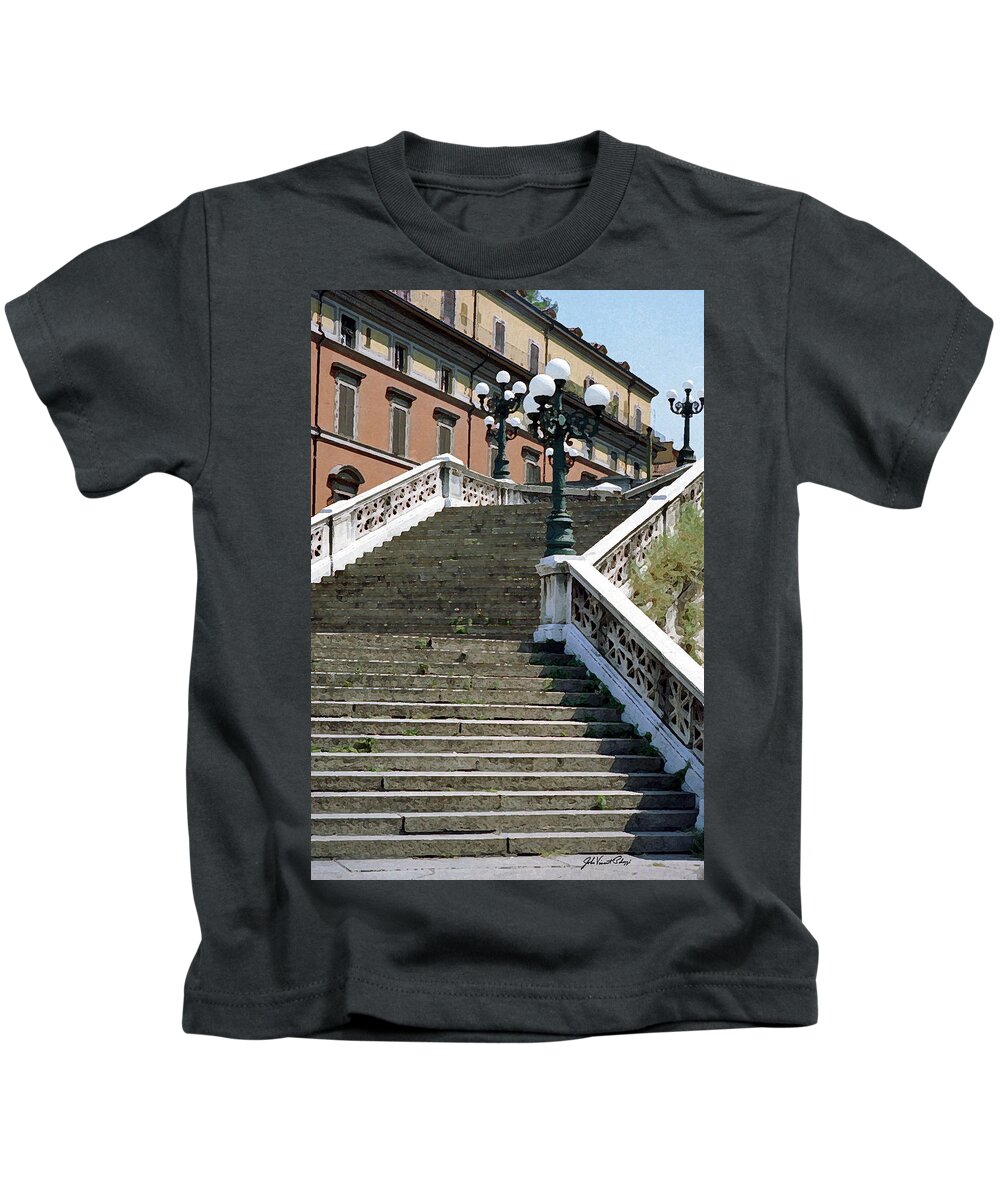 Balogna Kids T-Shirt featuring the digital art Balogna Steps by John Vincent Palozzi