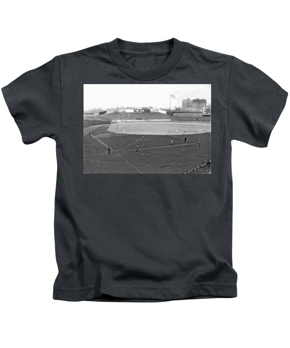 1924 Kids T-Shirt featuring the photograph Baseball At Yankee Stadium by Underwood Archives