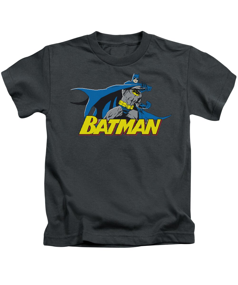 Batman Kids T-Shirt featuring the digital art Batman - 8 Bit Cape by Brand A