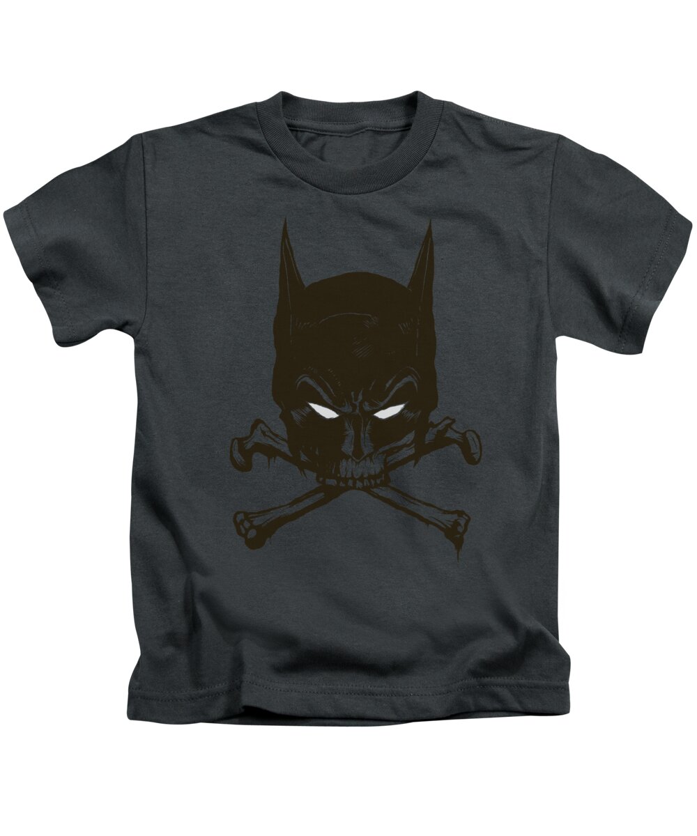 Batman Kids T-Shirt featuring the digital art Batman - Bat And Bones by Brand A