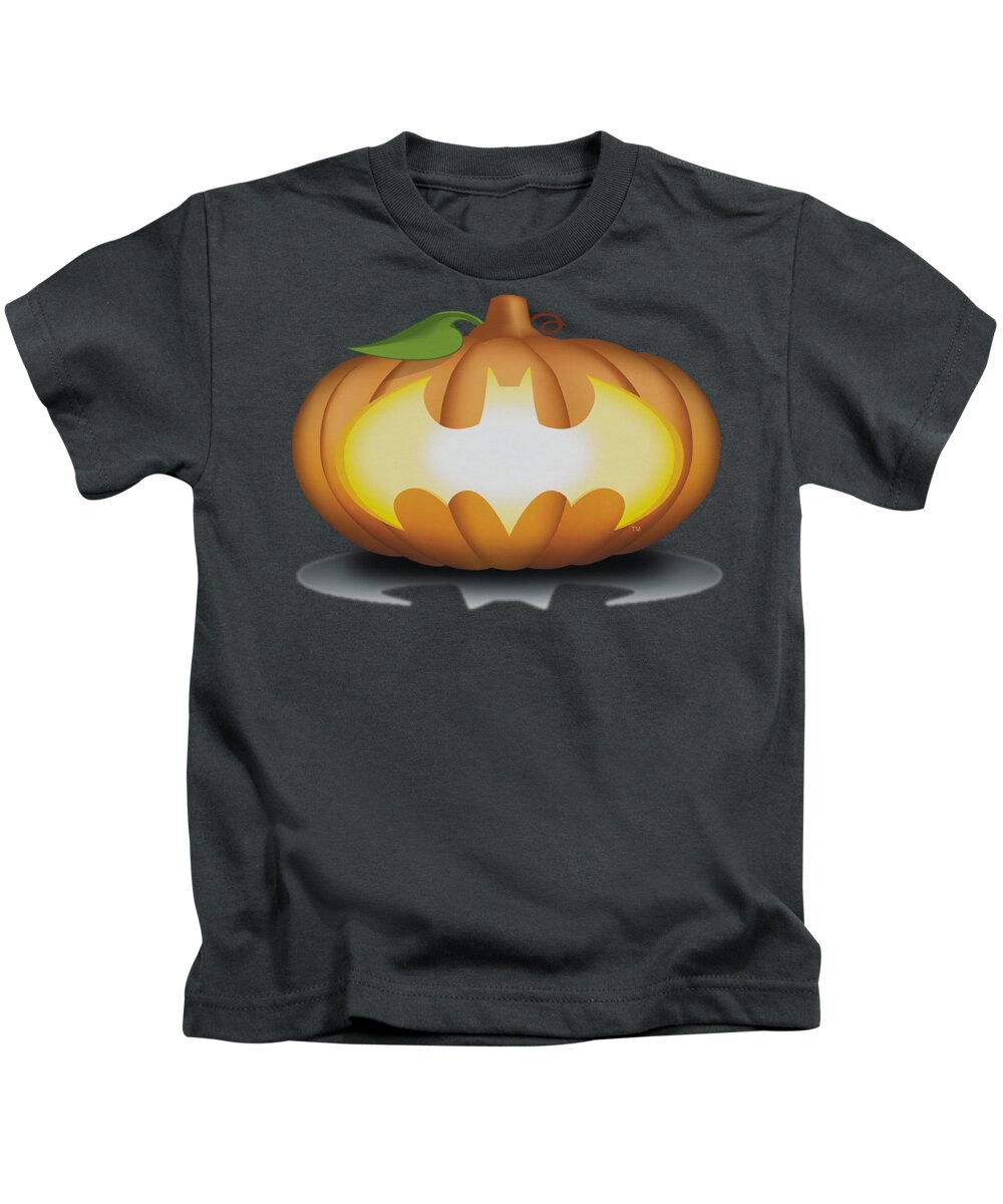 Batman Kids T-Shirt featuring the digital art Batman - Bat Pumpkin Logo by Brand A