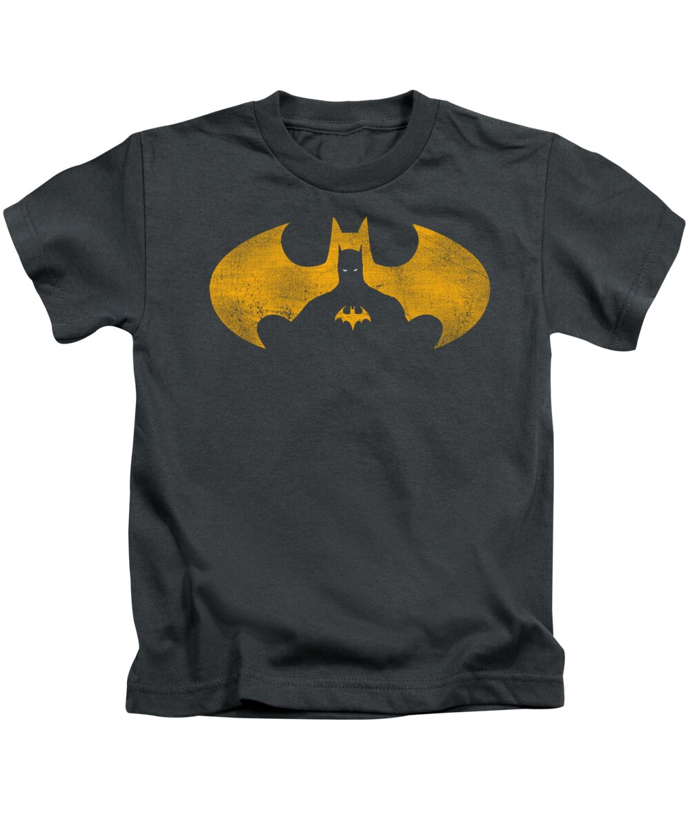  Kids T-Shirt featuring the digital art Batman - Bat Symbol Knockout by Brand A
