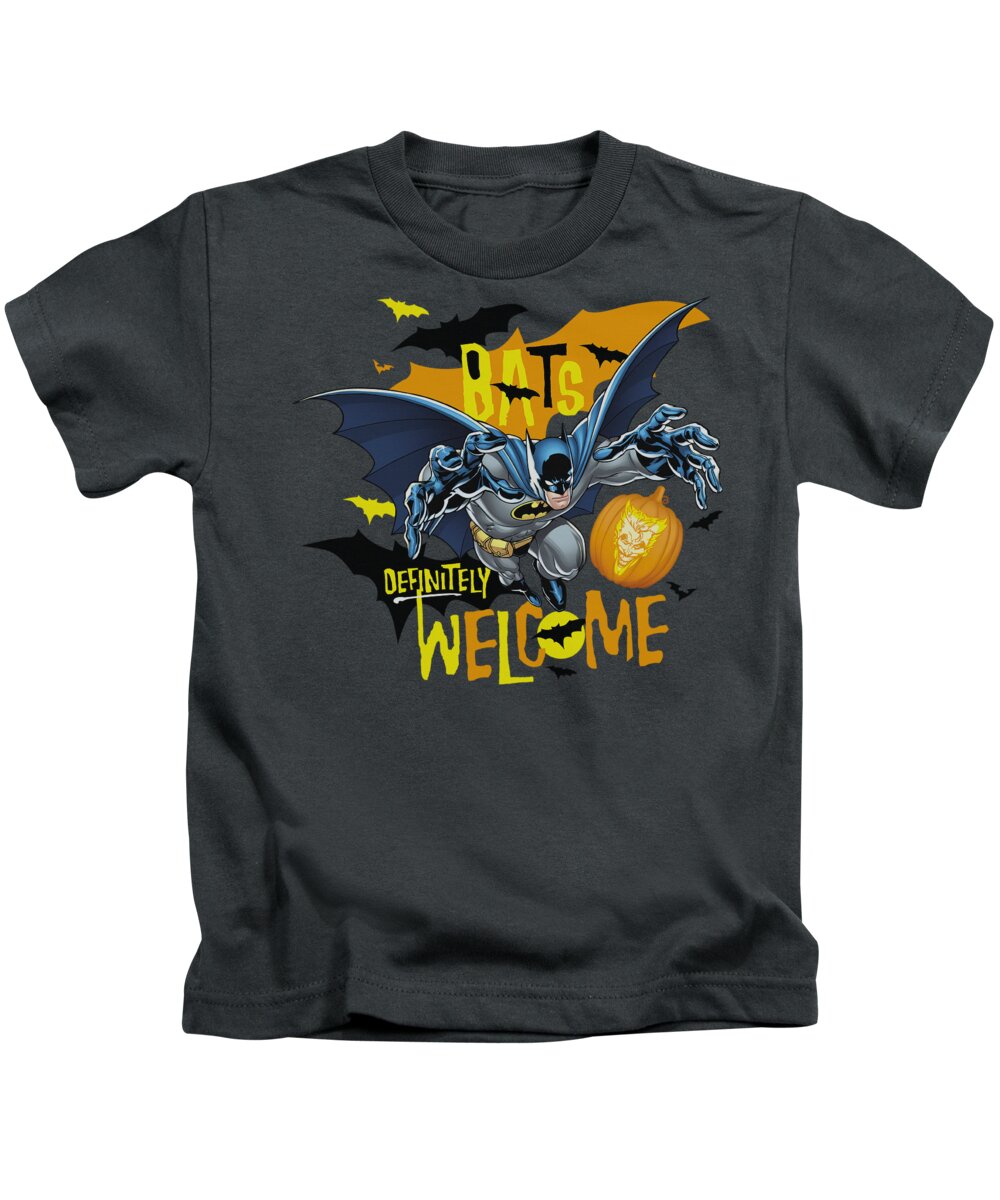 Batman Kids T-Shirt featuring the digital art Batman - Bats Welcome by Brand A
