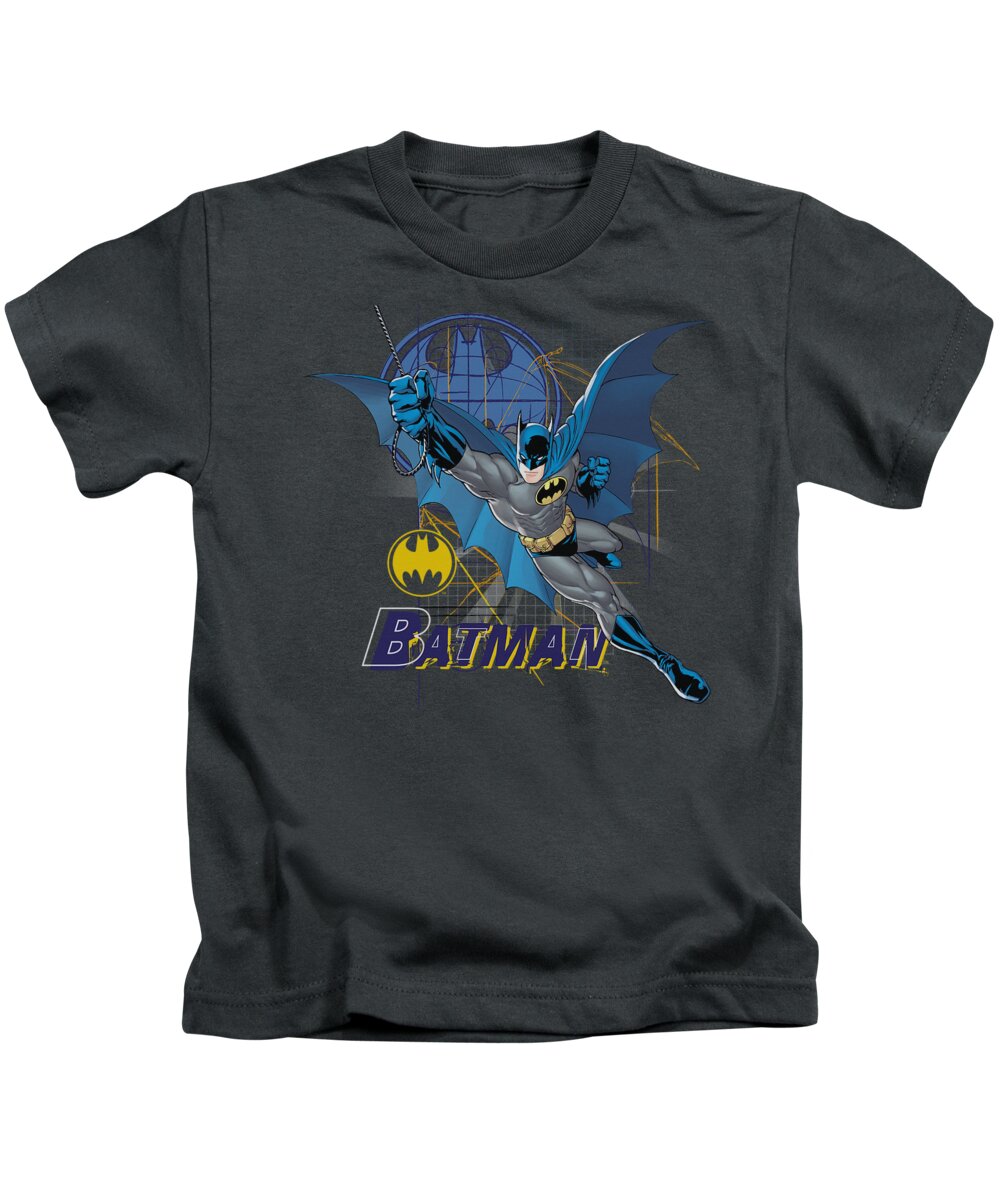 Batman Kids T-Shirt featuring the digital art Batman - Cape Outstretched by Brand A