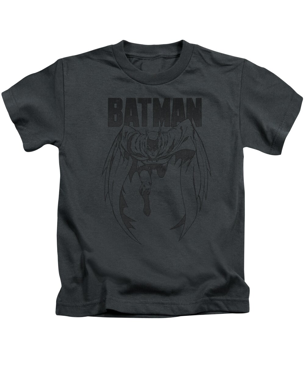 Batman Kids T-Shirt featuring the digital art Batman - Grey Noise by Brand A