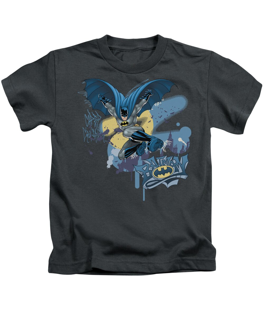 Batman Kids T-Shirt featuring the digital art Batman - Into The Night by Brand A