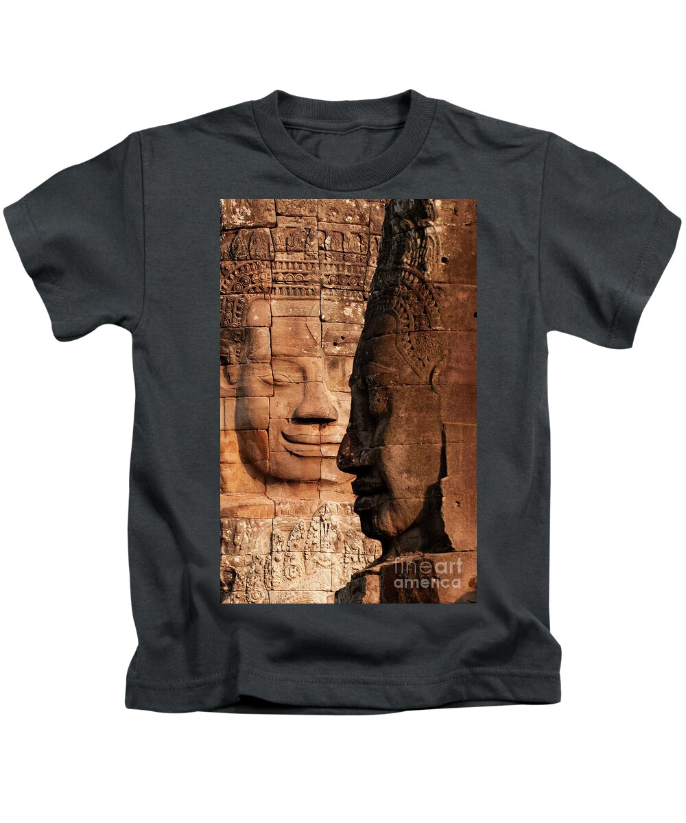 Cambodia Kids T-Shirt featuring the photograph Bayon Faces 02 by Rick Piper Photography