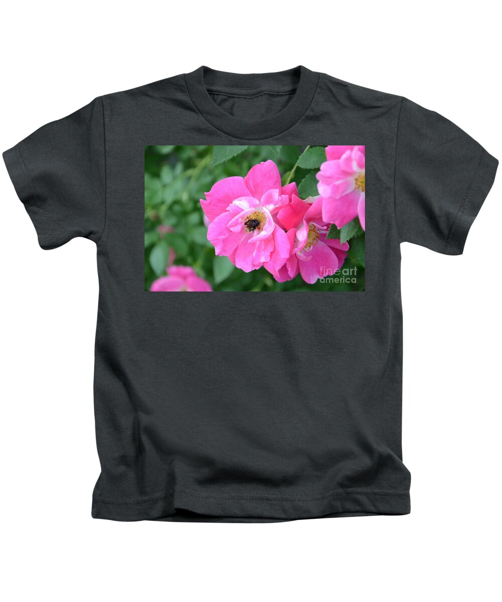 Bee Kids T-Shirt featuring the photograph Bee Rosy by Laurel Best