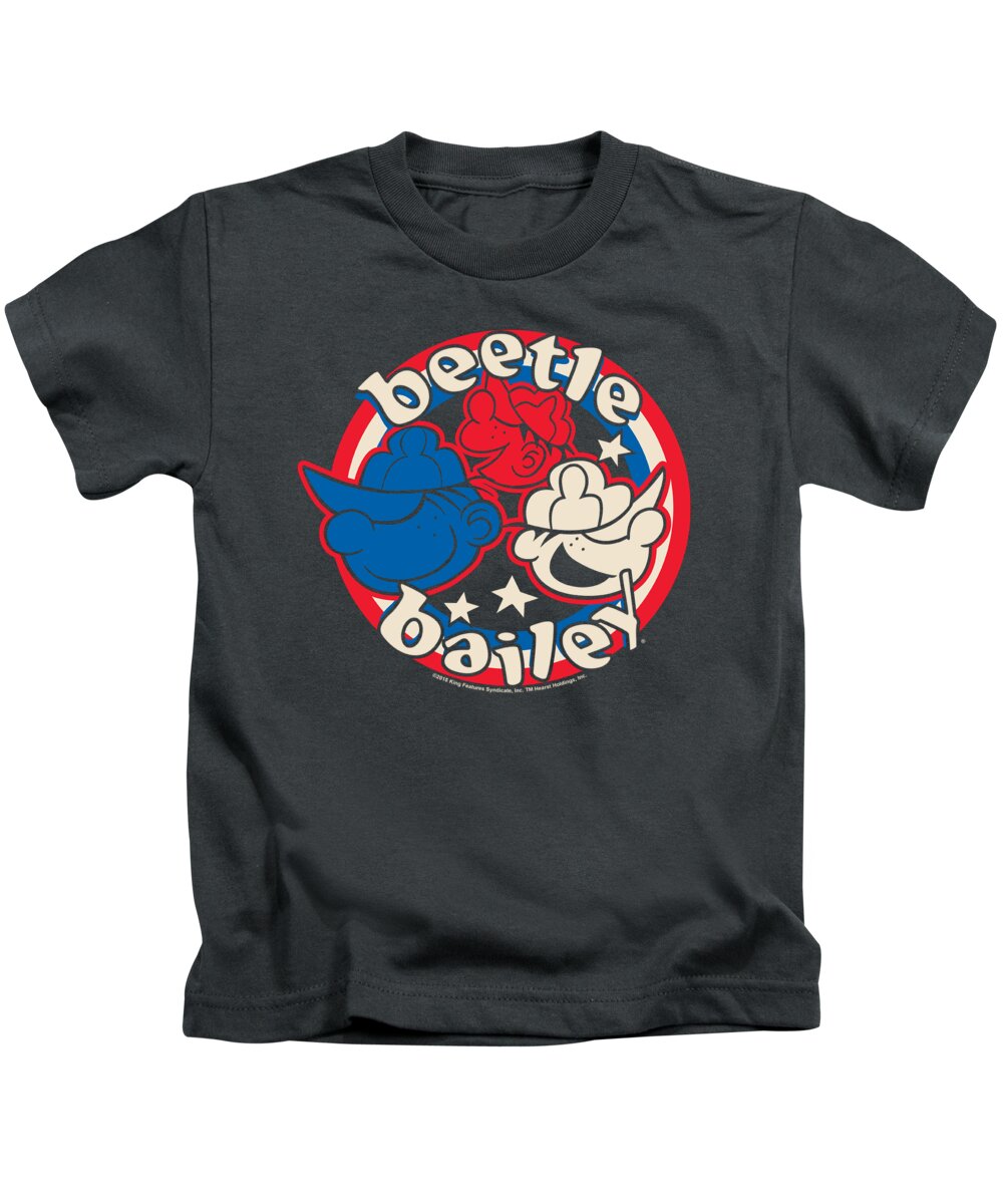  Kids T-Shirt featuring the digital art Beetle Bailey - Red White And Bailey by Brand A