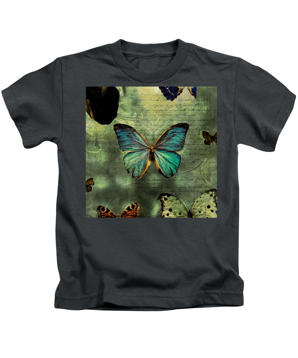 Evie Carrier Kids T-Shirt featuring the photograph Blue Butterfly by Evie Carrier