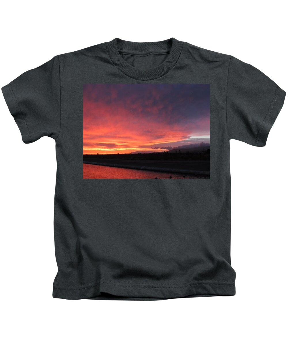 Sunrise Kids T-Shirt featuring the photograph Blue Sliver Sunrise 10-9-2013 A by Enaid Silverwolf
