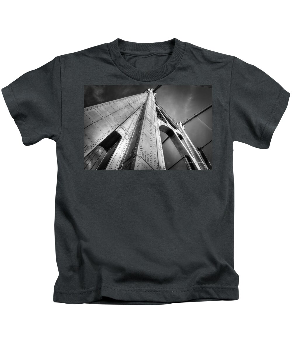 Franklin D. Roosevelt Mid-hudson Bridge* New York 2013* See Me Kids T-Shirt featuring the photograph Bridge Steel by Al Griffin