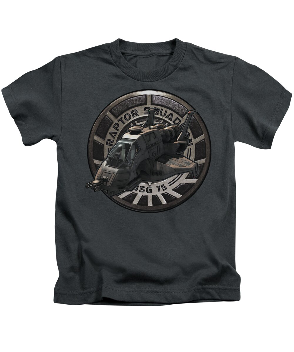 Battlestar Kids T-Shirt featuring the digital art Bsg - Raptor Squadron by Brand A