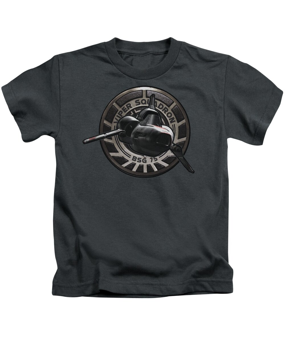 Battlestar Kids T-Shirt featuring the digital art Bsg - Viper Squadron by Brand A