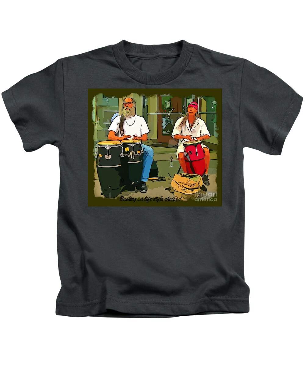 Busking Life Style Kids T-Shirt featuring the digital art Busking Life Style by John Malone