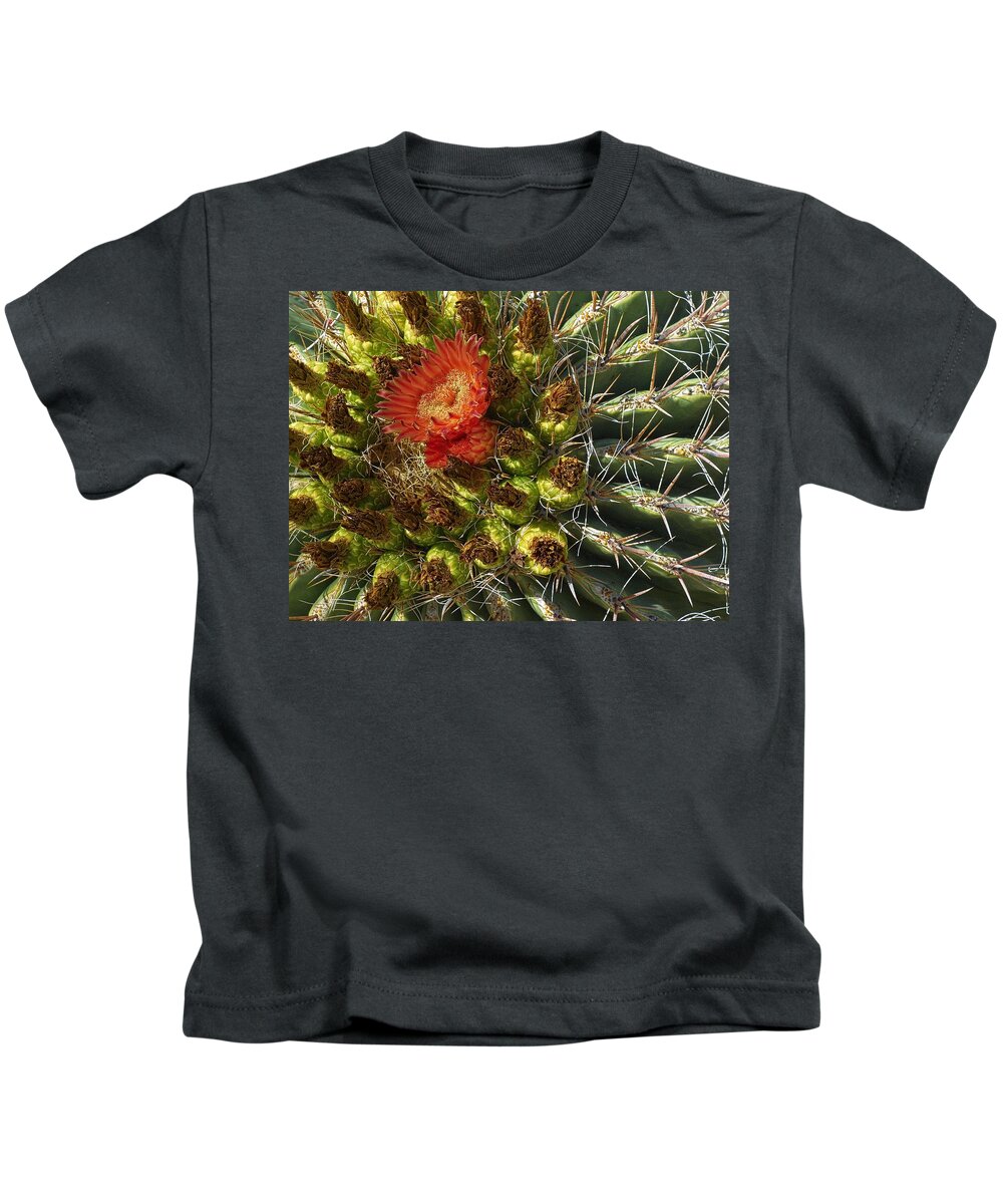 Cactus Kids T-Shirt featuring the photograph Cactus Flower by Steve Ondrus