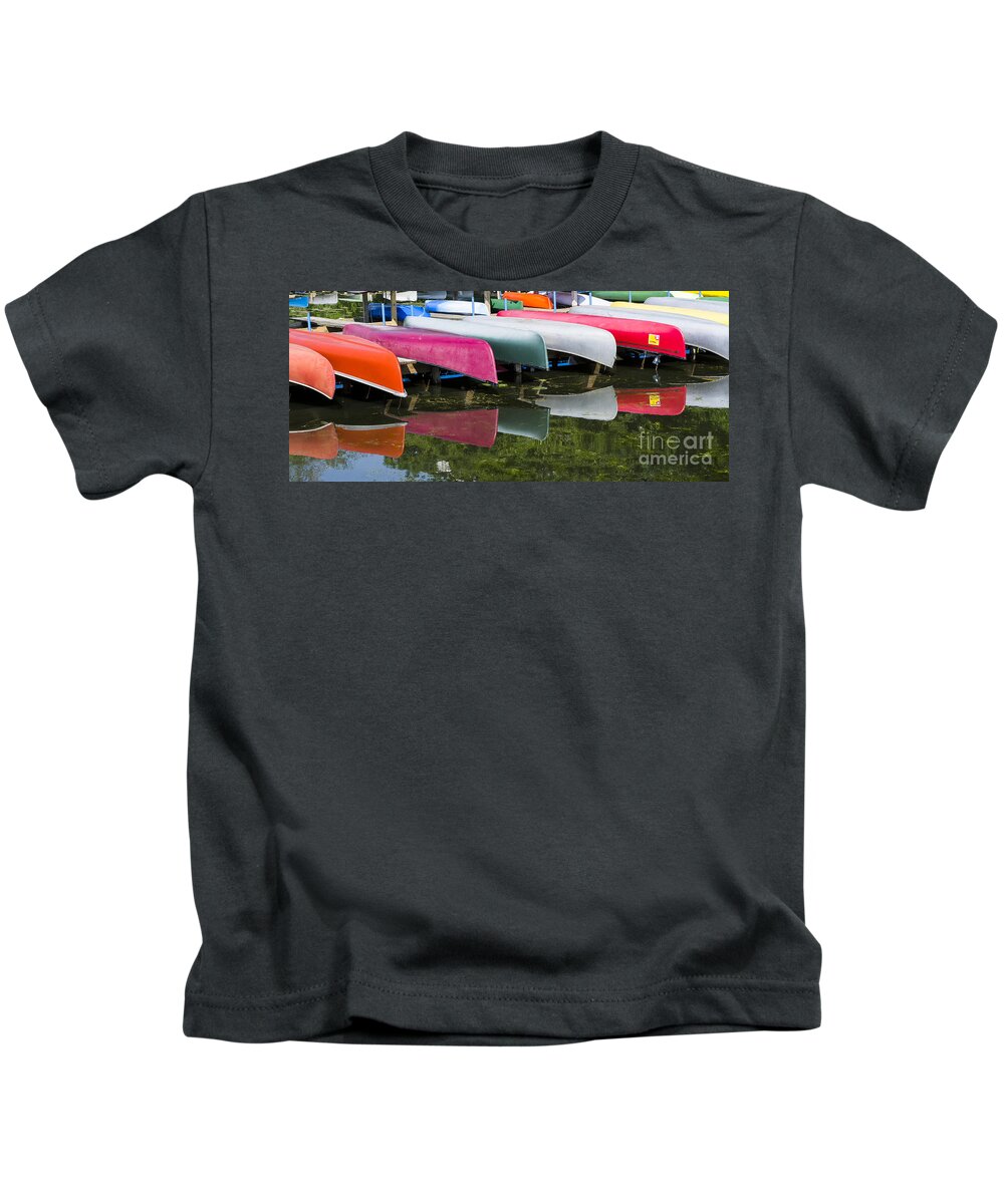 Canoes Kids T-Shirt featuring the photograph Canoes - Lake Wingra - Madison by Steven Ralser