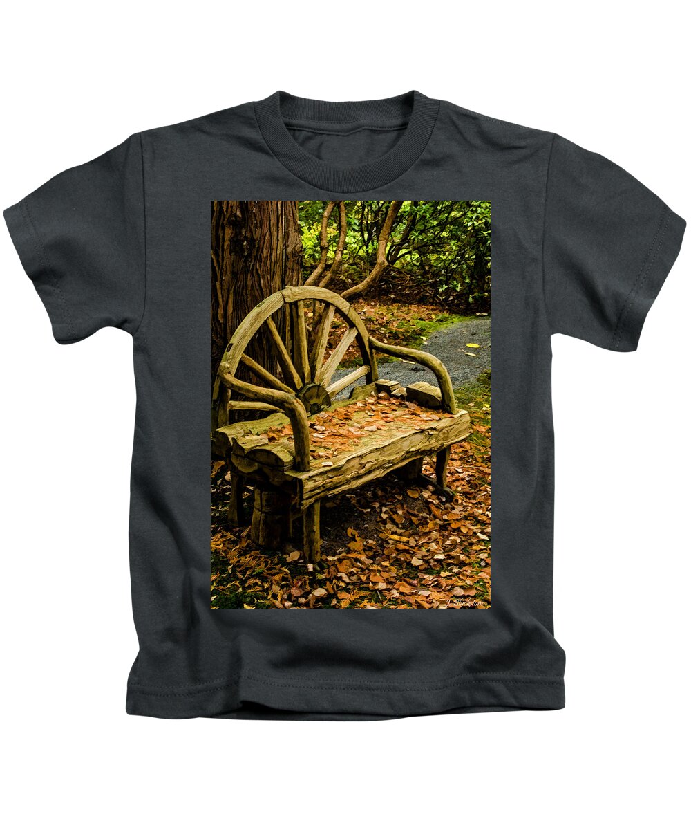 Bench Kids T-Shirt featuring the photograph Changing Of The Seasons by Jordan Blackstone