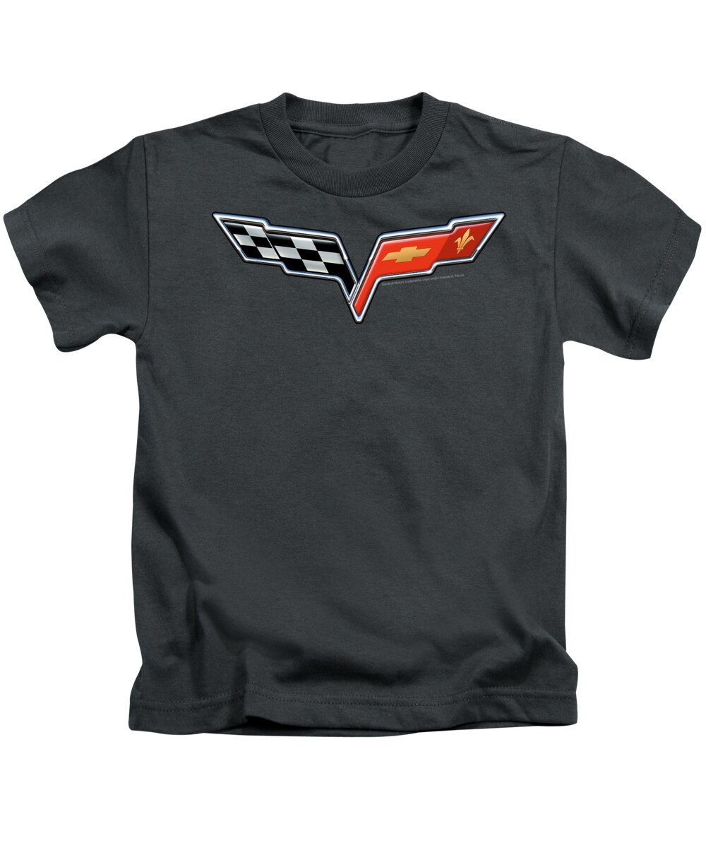  Kids T-Shirt featuring the digital art Chevrolet - The Vette Medallion by Brand A