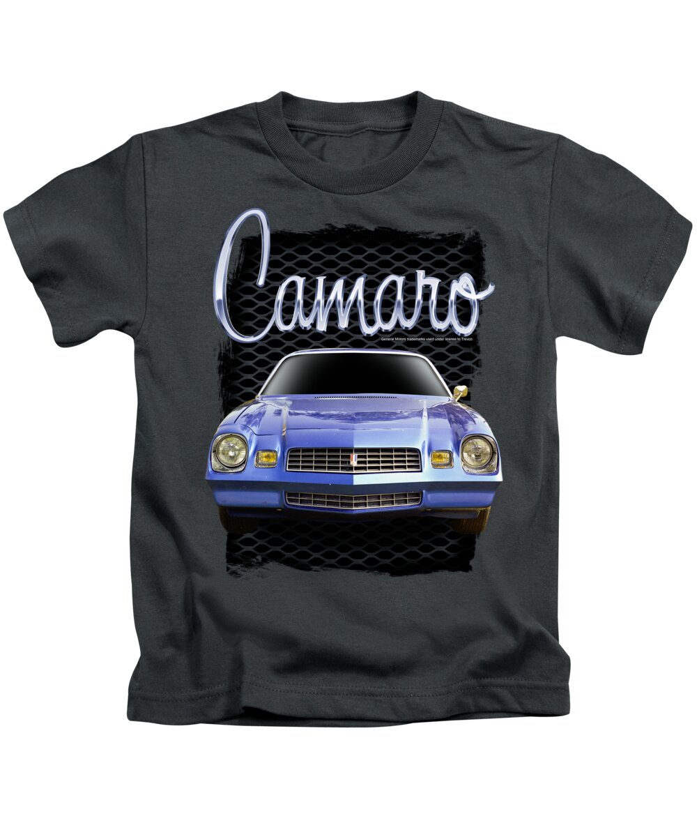  Kids T-Shirt featuring the digital art Chevrolet - Yellow Camaro by Brand A