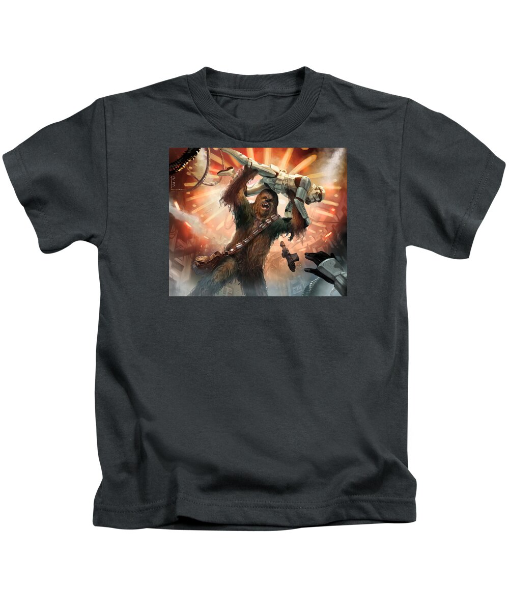 Star Wars Kids T-Shirt featuring the digital art Chewbacca - Star Wars the Card Game by Ryan Barger