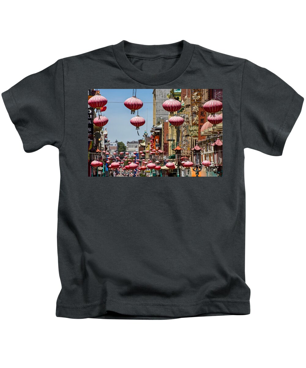 Blue Kids T-Shirt featuring the photograph Chinatown Lanterns by Kate Brown