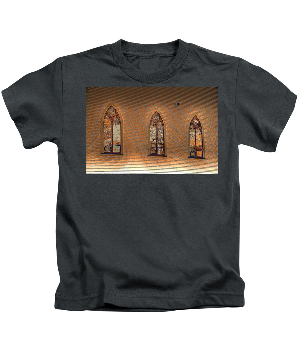 Church Kids T-Shirt featuring the photograph Church Windows by Phyllis Meinke