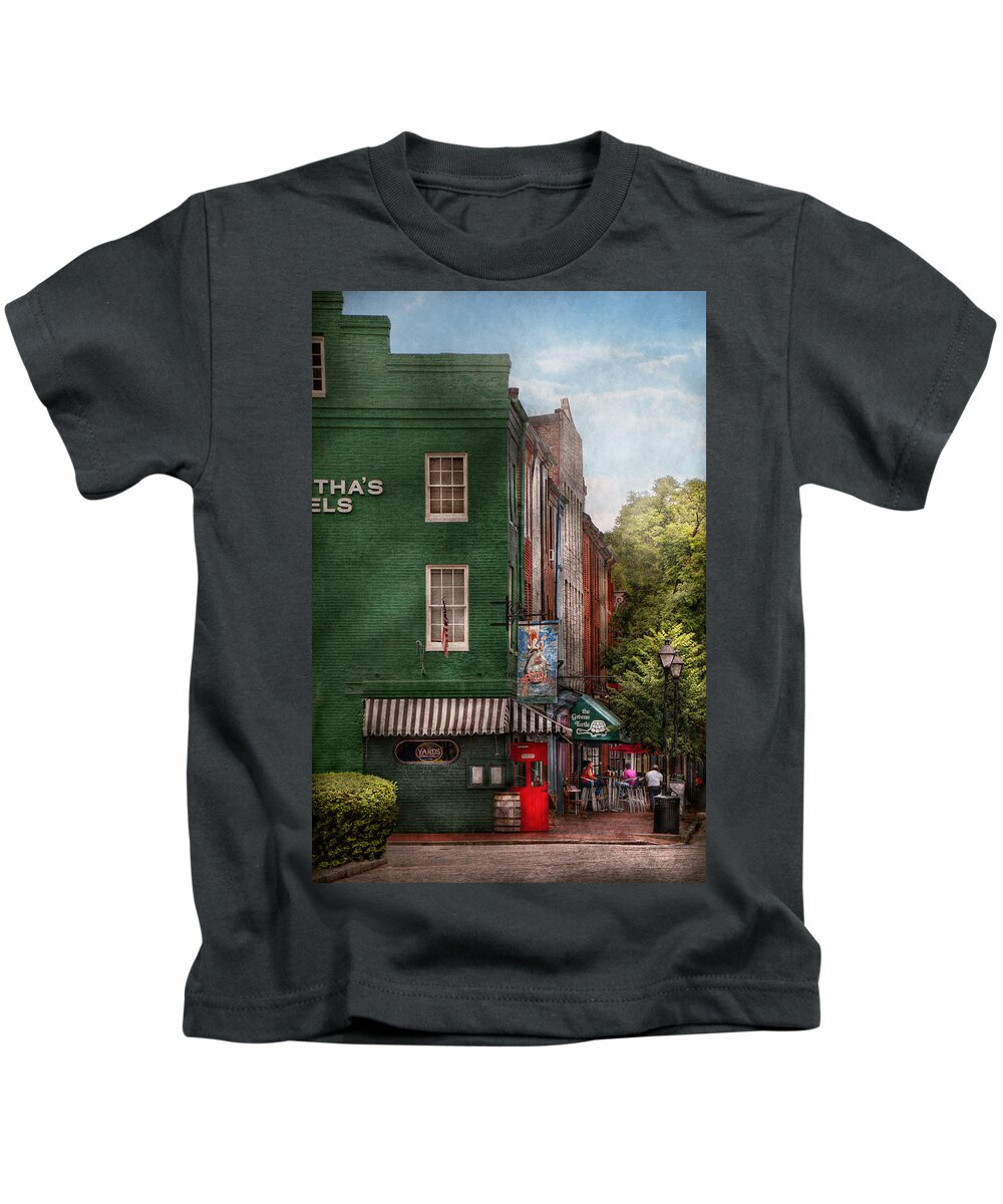 Baltimore Kids T-Shirt featuring the photograph City - Baltimore - Fells Point MD - Bertha's and The Greene Turtle by Mike Savad