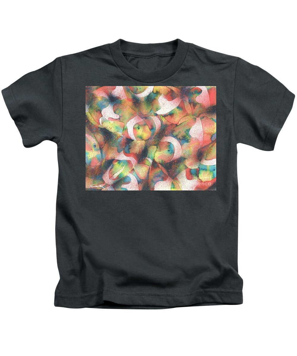 Marine Life Kids T-Shirt featuring the painting Clownfish by Frances Ku