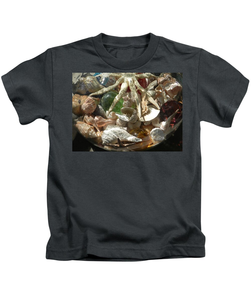Seashells Kids T-Shirt featuring the photograph Collection in Jar by Deborah Ferree