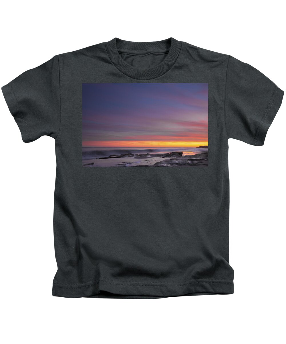 Ocean Kids T-Shirt featuring the photograph Colorful Ocean Sunset At Twilight by Jo Ann Tomaselli