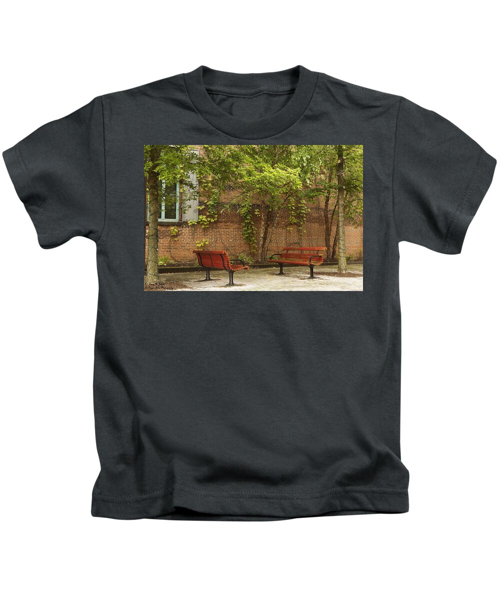 Bench Kids T-Shirt featuring the photograph Come Sit With Me by Hany J