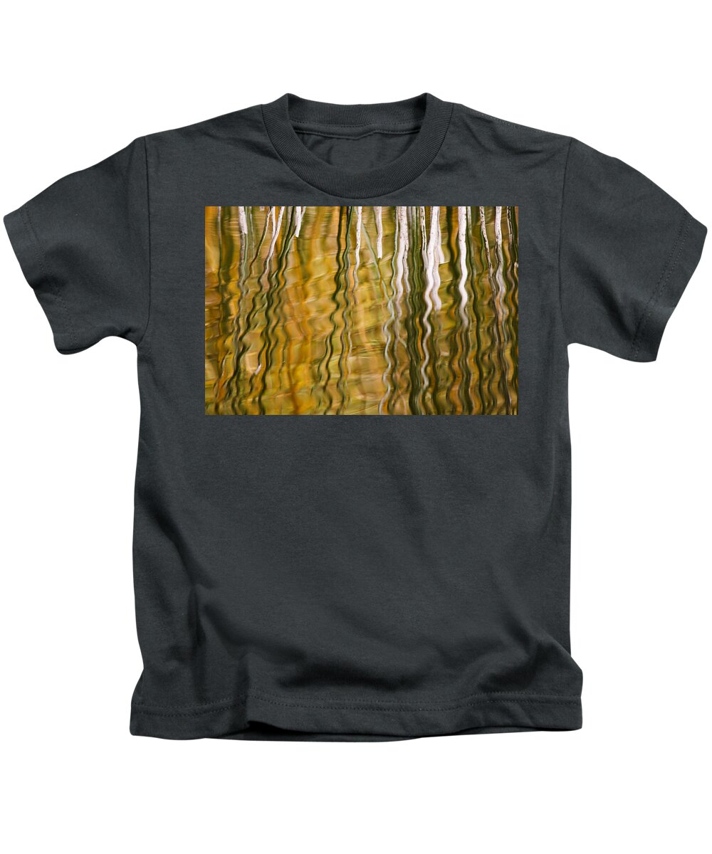 Heike Odermatt Kids T-Shirt featuring the photograph Common Reed Reflecting In Water by Heike Odermatt