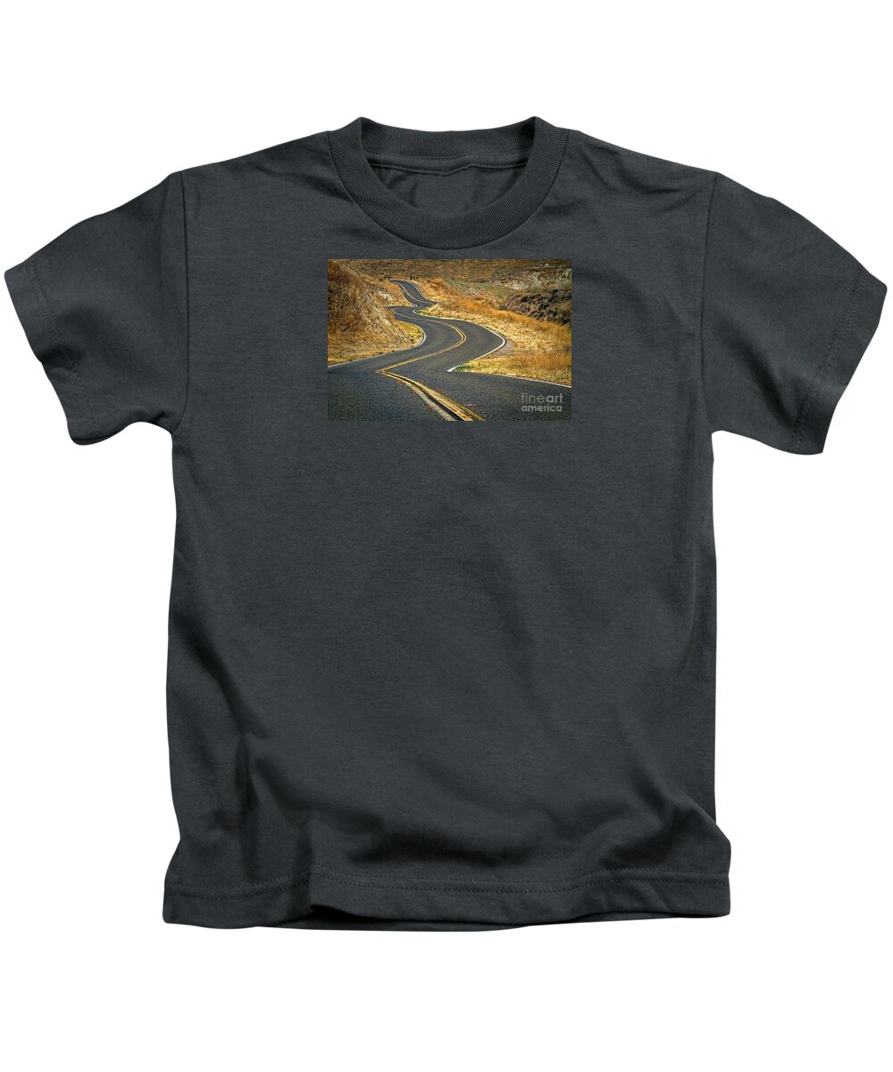 San Luis Obispo County Kids T-Shirt featuring the photograph Country Road by Alice Cahill