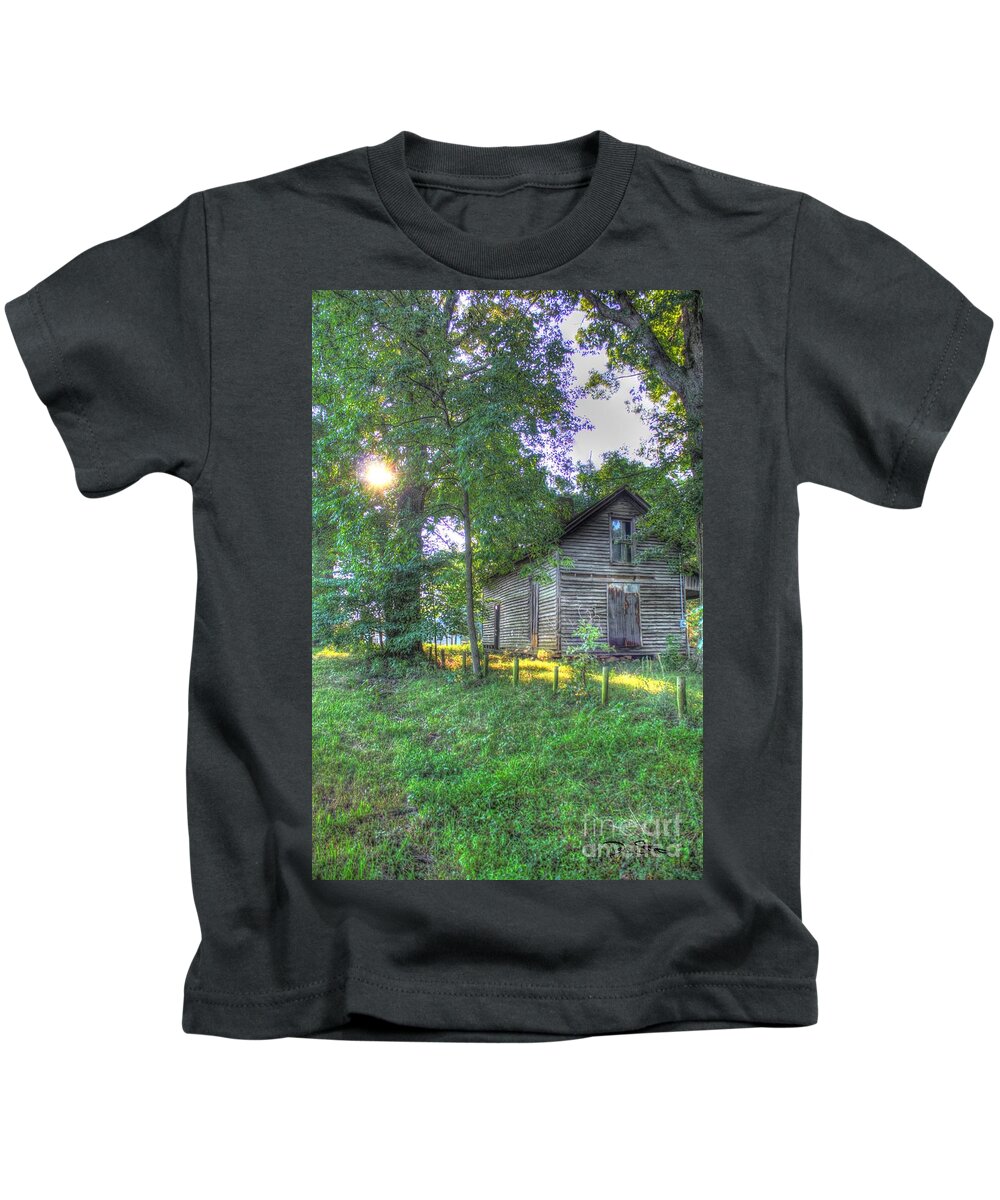 Ramshackle Kids T-Shirt featuring the digital art Country Sunrise by Dan Stone