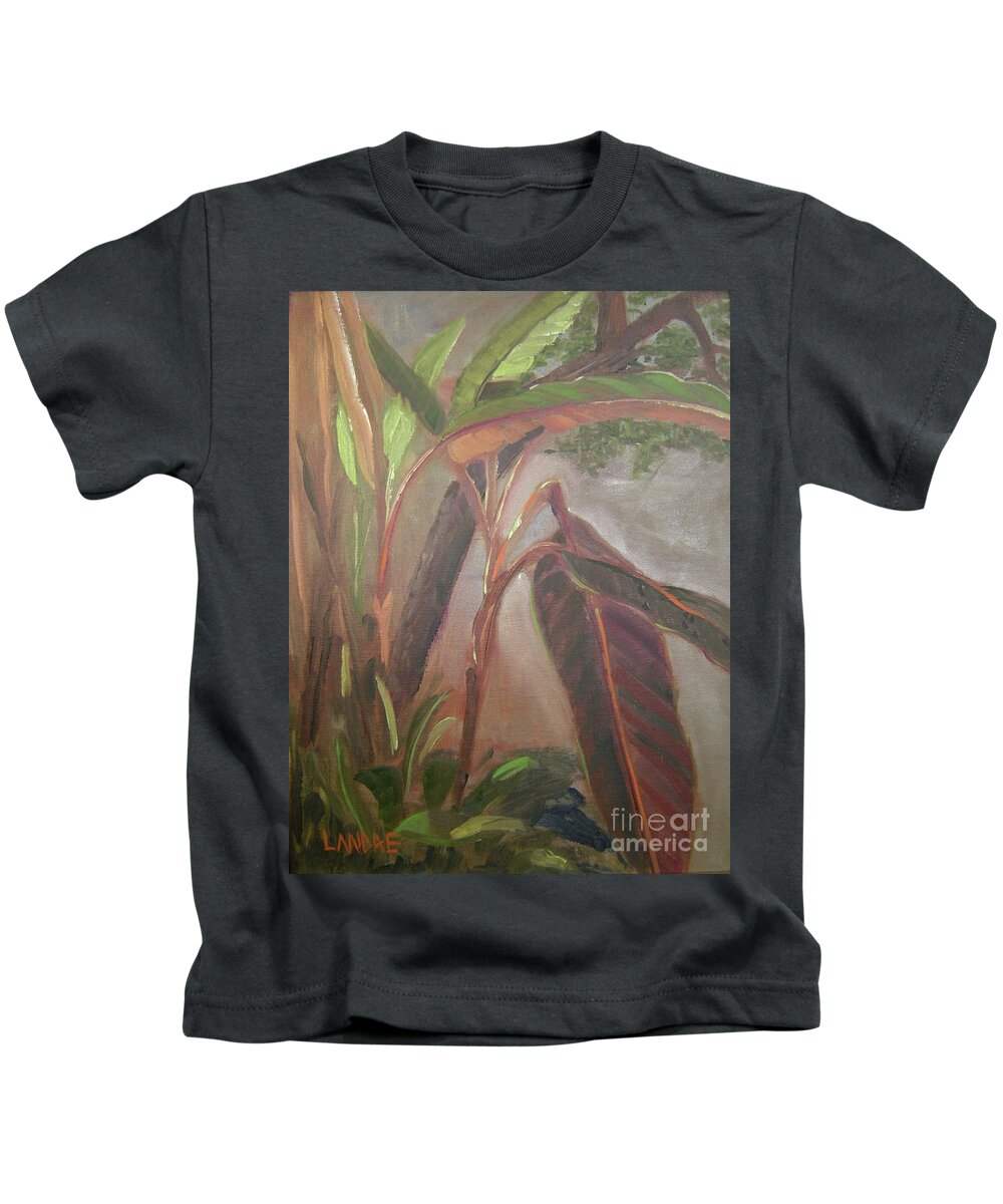 Bananas Kids T-Shirt featuring the painting Courtyard Bananas by Lilibeth Andre