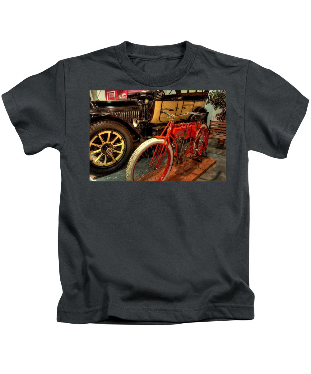 Crouch Kids T-Shirt featuring the photograph Crouch Motorcycle by David Dufresne