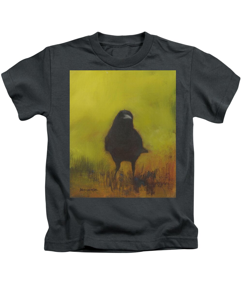 Crow Kids T-Shirt featuring the painting Crow 13 by David Ladmore