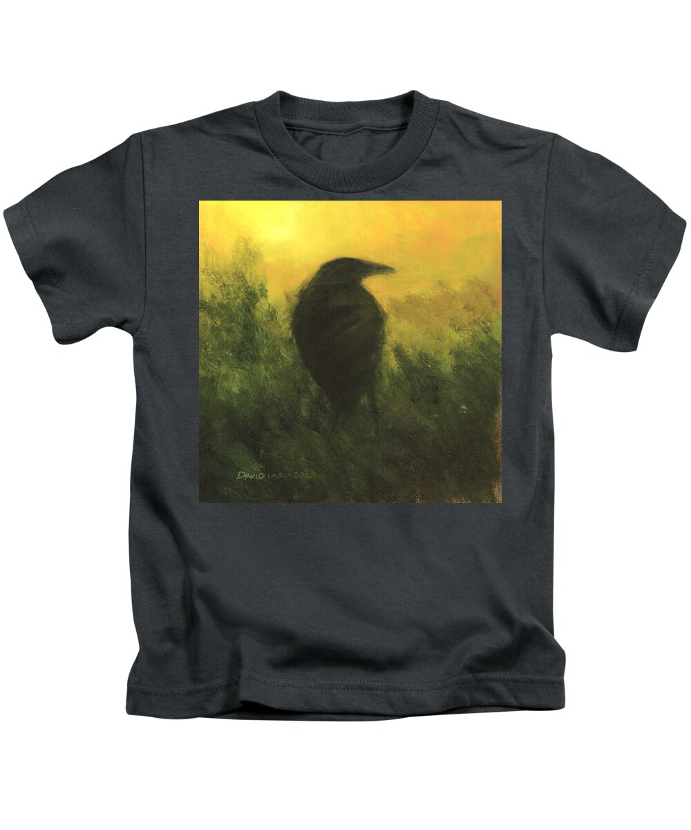 Crow Kids T-Shirt featuring the painting Crow 5 by David Ladmore