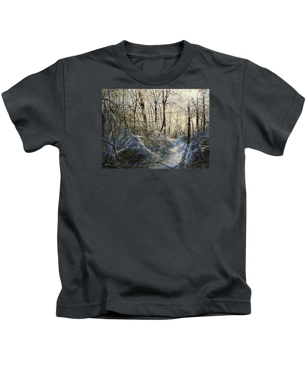 Winter Kids T-Shirt featuring the painting Crystal Path by William Brody