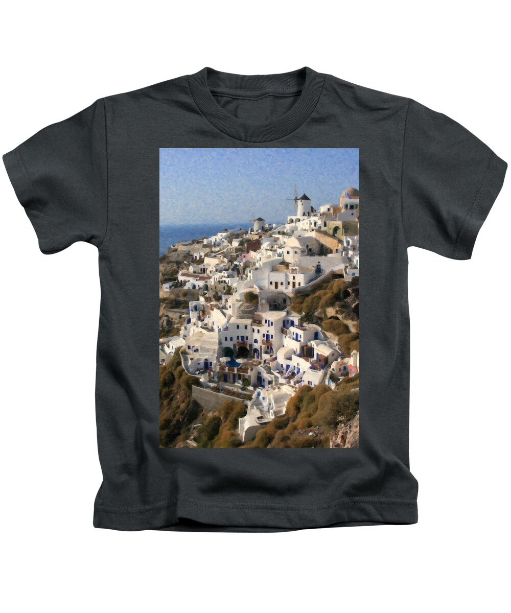 Oia Santorini Kids T-Shirt featuring the painting Cyclades Grk4309 by Dean Wittle