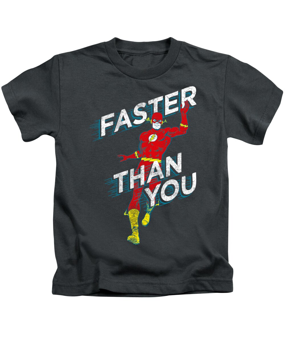  Kids T-Shirt featuring the digital art Dc - Faster Than You by Brand A