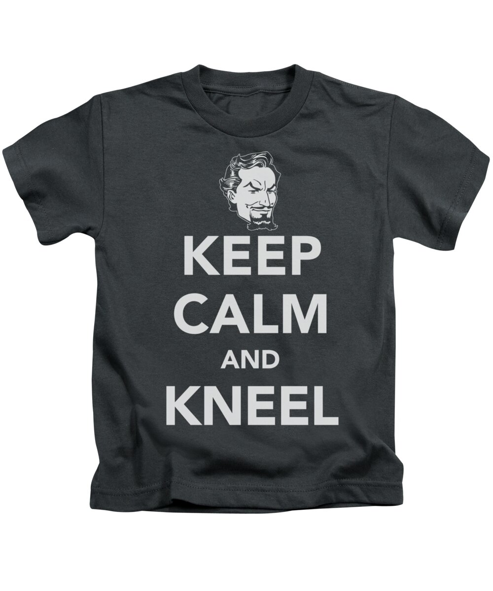 Dc Comics Kids T-Shirt featuring the digital art Dc - Keep Calm And Kneel by Brand A