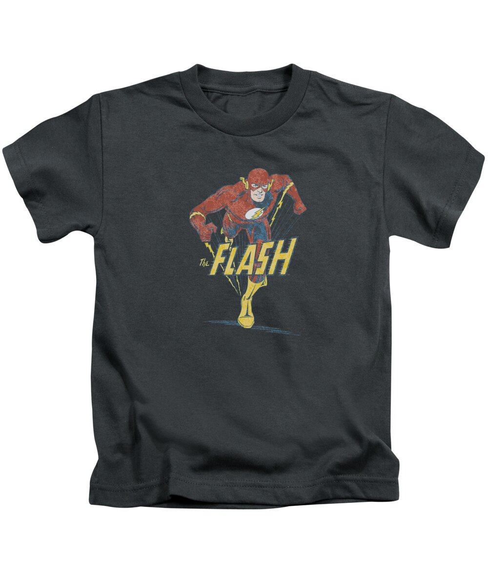 Dc Comics Kids T-Shirt featuring the digital art Dco - Desaturated Flash by Brand A