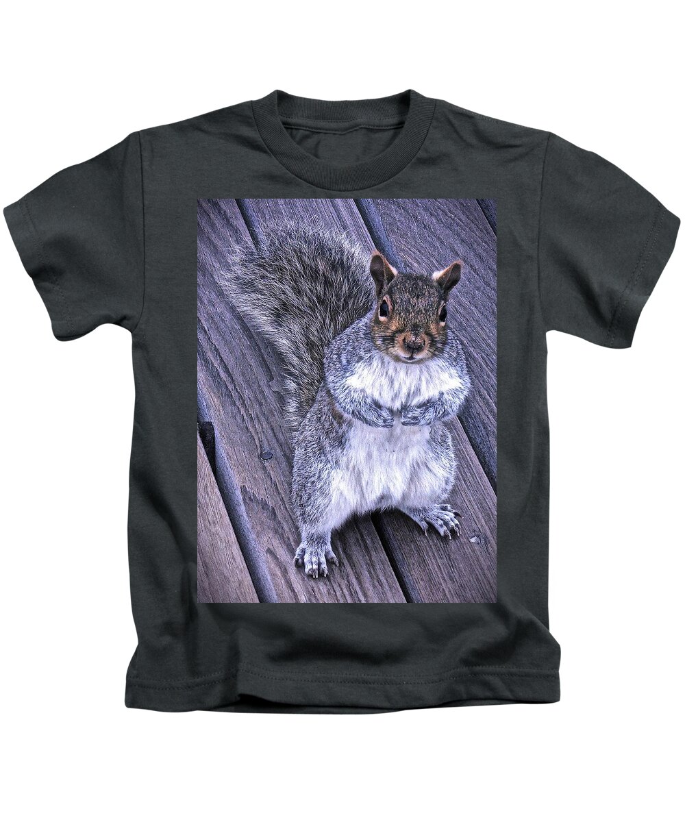 Gray Squirrel Kids T-Shirt featuring the photograph Do You Think I'm Cute by Joan Reese