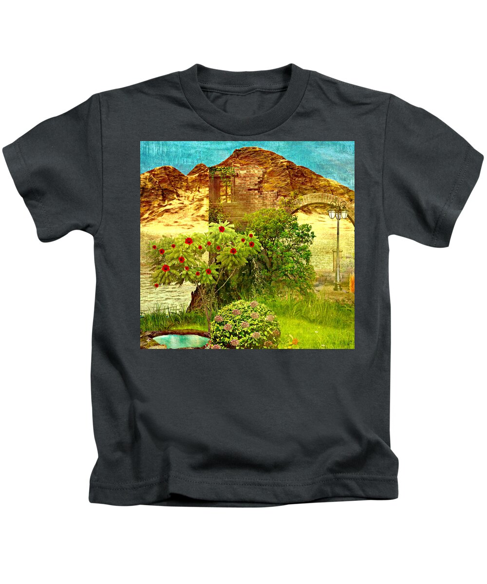 Landscape Art Kids T-Shirt featuring the painting Dream Land by Ally White