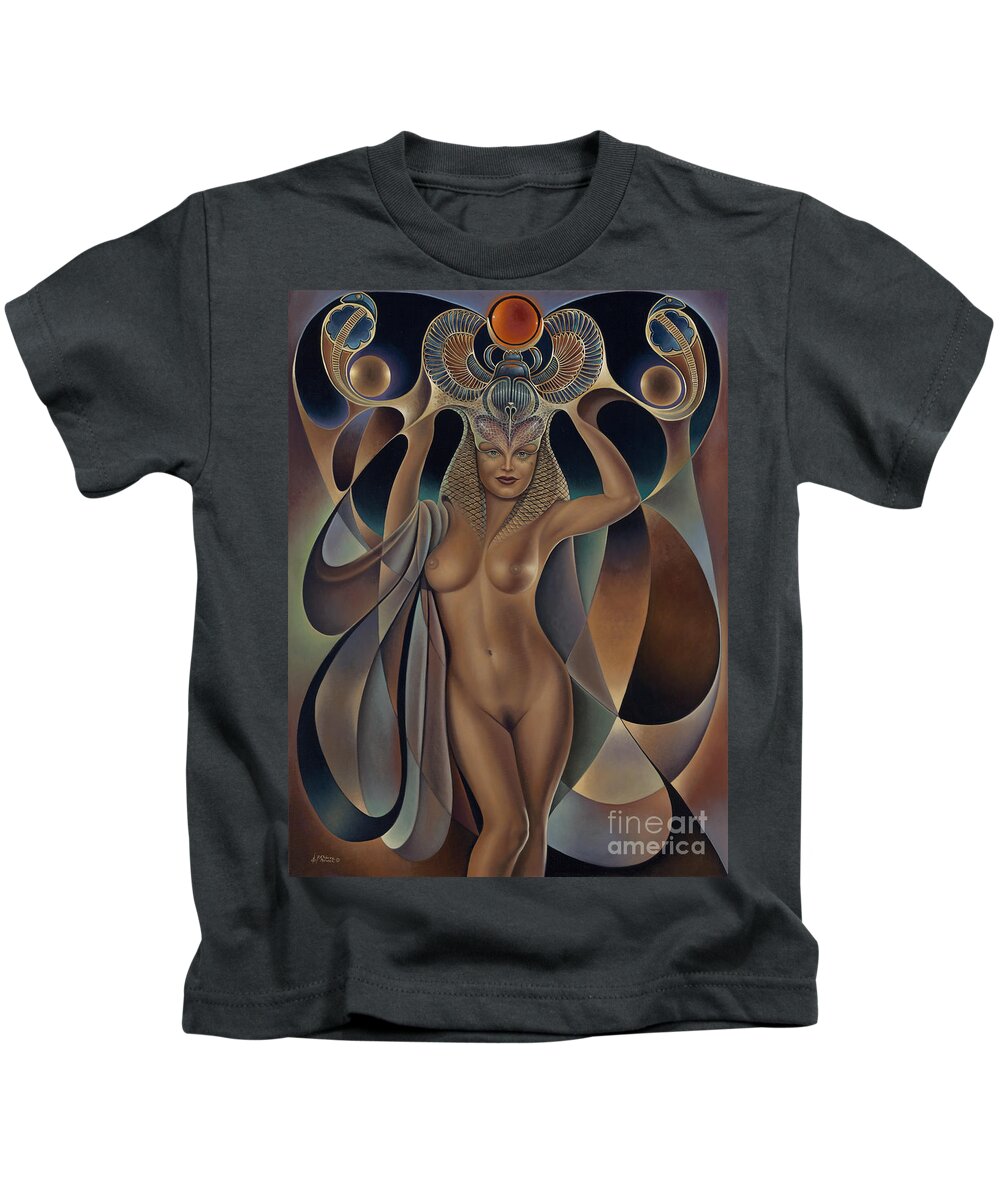 Nude-art Kids T-Shirt featuring the painting Dynamic Queen 5 by Ricardo Chavez-Mendez